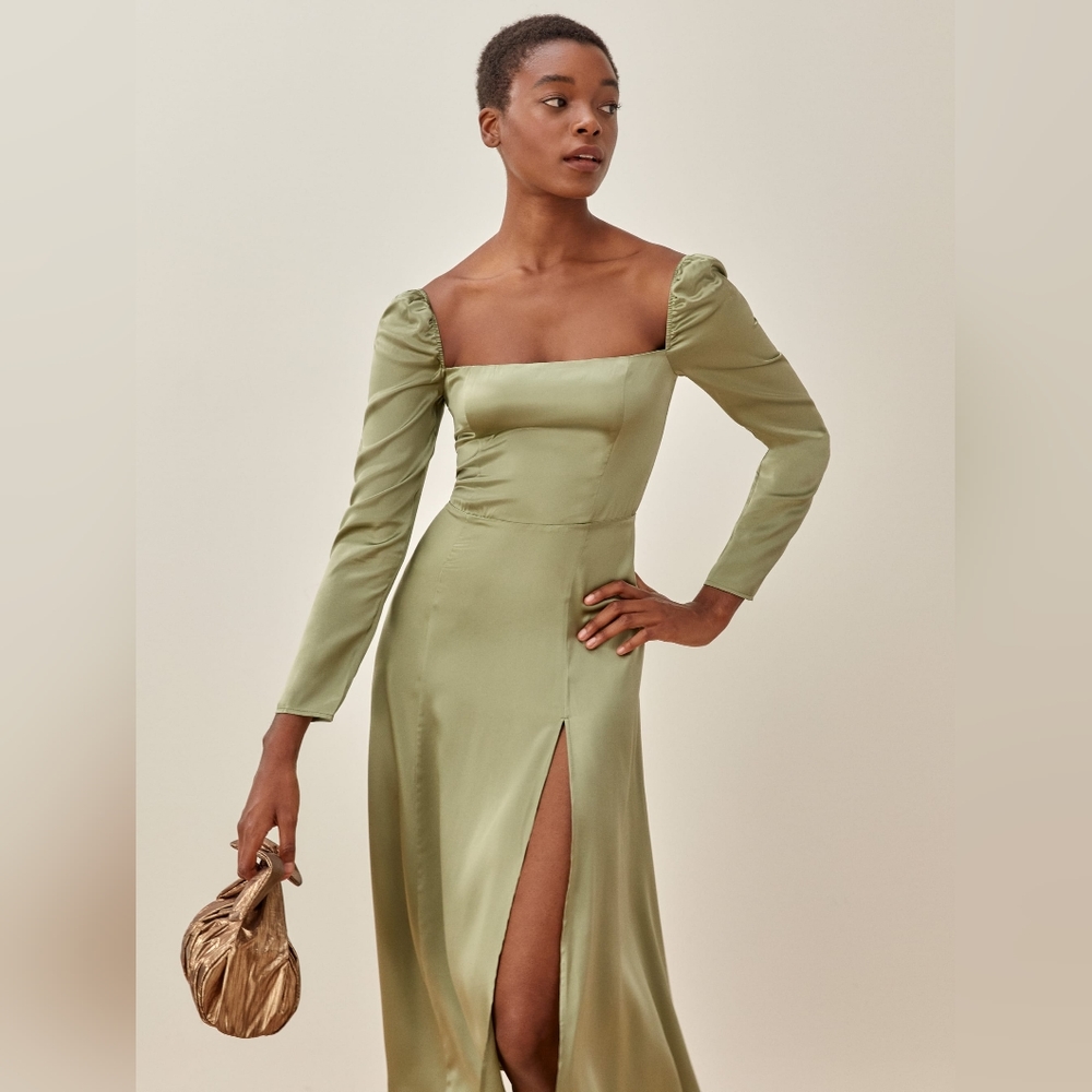 Maryanne Dress in Artichoke Size 2 100% silk